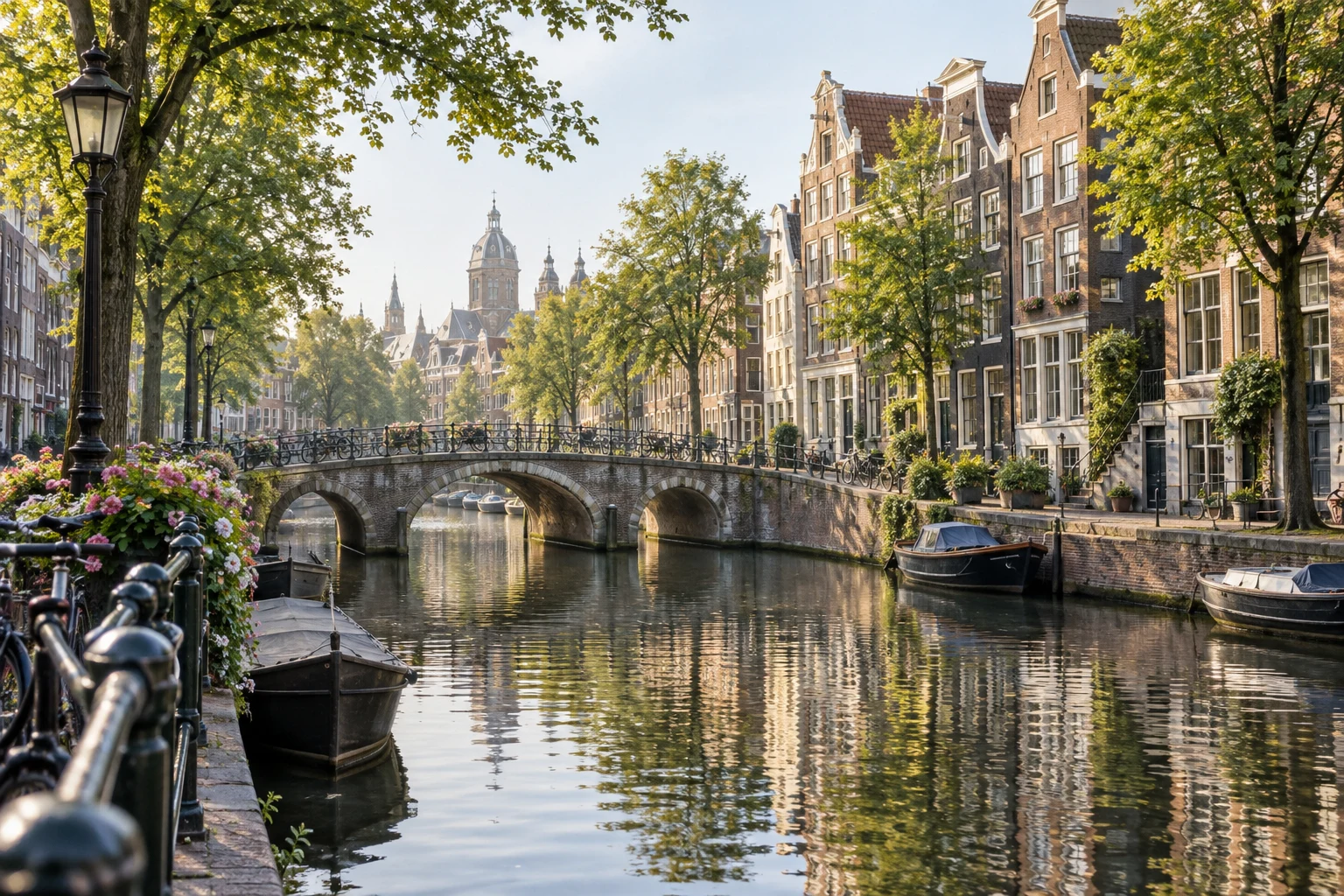 Illustration générée d’un canal inspiré d’Amsterdam